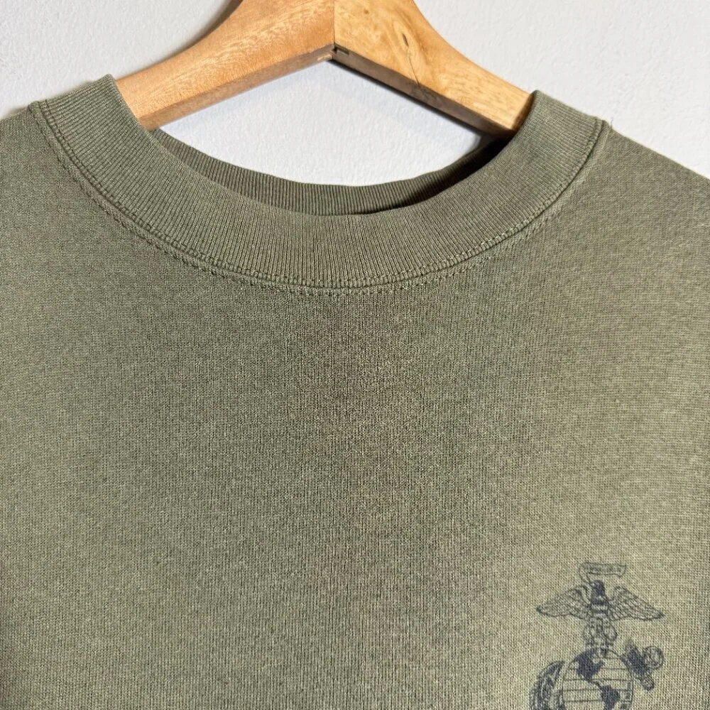 Vintage USMC United States Marine Corp Crew Neck Sweatshirt Men's Medium Green - Picture 6 of 11
